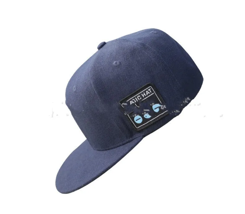 Wireless Bluetooth audio cap headphones in black with integrated side controls and fabric baseball cap design