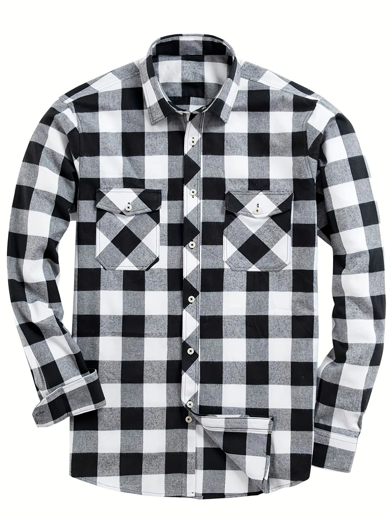 Flannel Plaid Shirt for Men All Seasons Versatile Loose Fit Long Sleeve Cardigan Style in Multiple Colours Black Blue White Red Orange Purple Yellow Green and Sizes S M L XL XXL XXXL