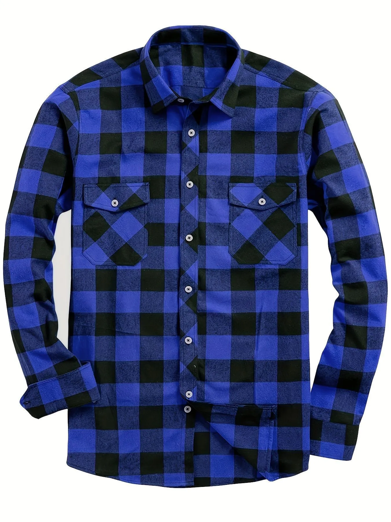 Flannel Plaid Shirt for Men All Seasons Versatile Loose Fit Long Sleeve Cardigan Style in Multiple Colours Black Blue White Red Orange Purple Yellow Green and Sizes S M L XL XXL XXXL