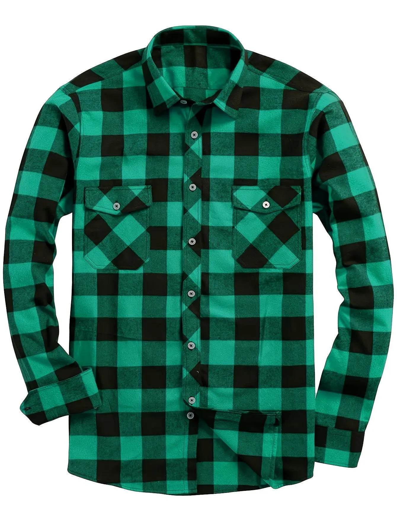 Flannel Plaid Shirt for Men All Seasons Versatile Loose Fit Long Sleeve Cardigan Style in Multiple Colours Black Blue White Red Orange Purple Yellow Green and Sizes S M L XL XXL XXXL