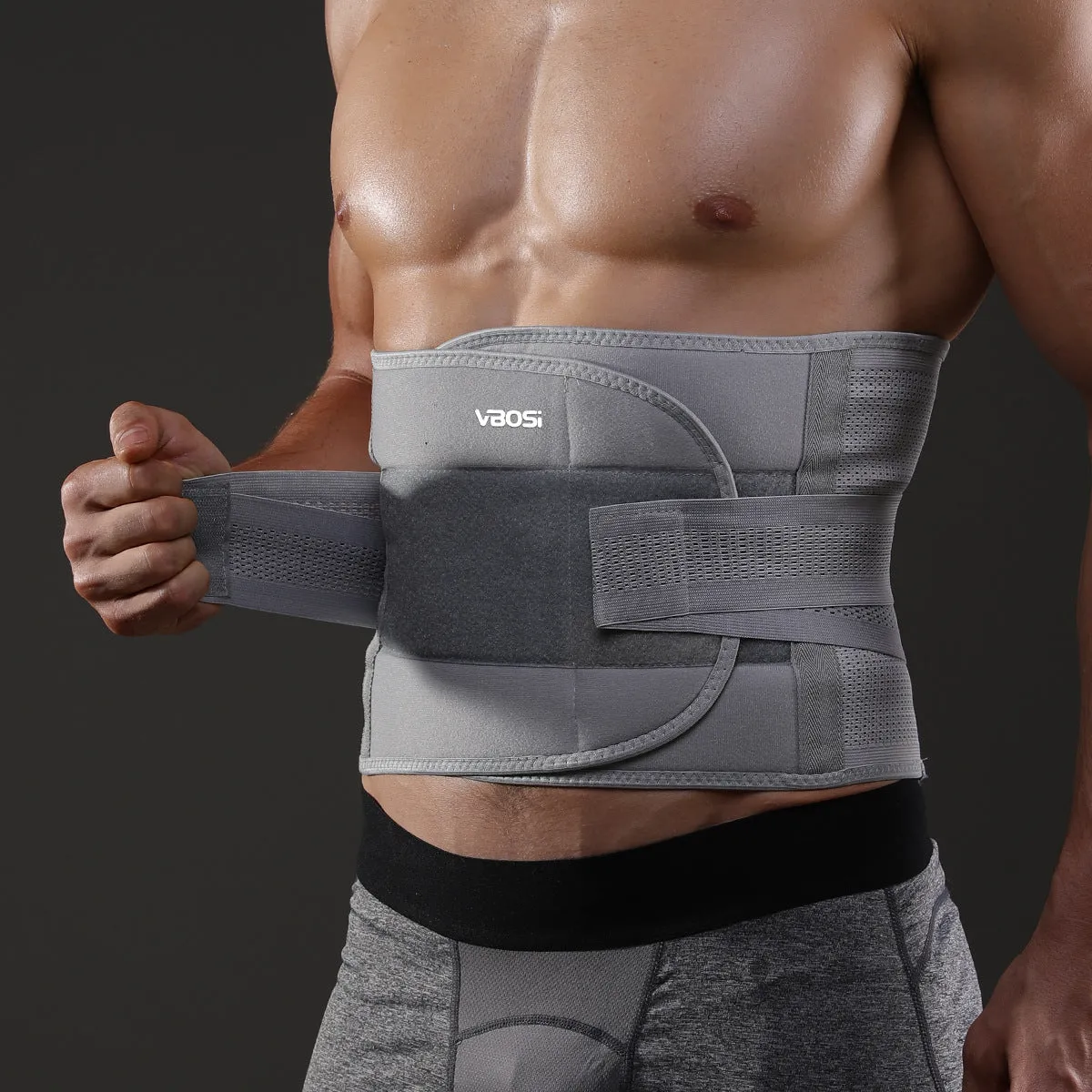 Adjustable waist support belt for outdoor sports in black, suitable for weightlifting and basketball