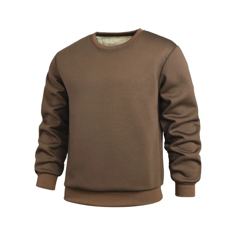 Thickened winter sports men's sweatshirt in rabbit hair, loose fit, long sleeves, black colour