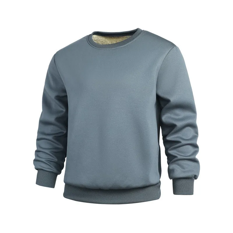Thickened winter sports men's sweatshirt in rabbit hair, loose fit, long sleeves, black colour