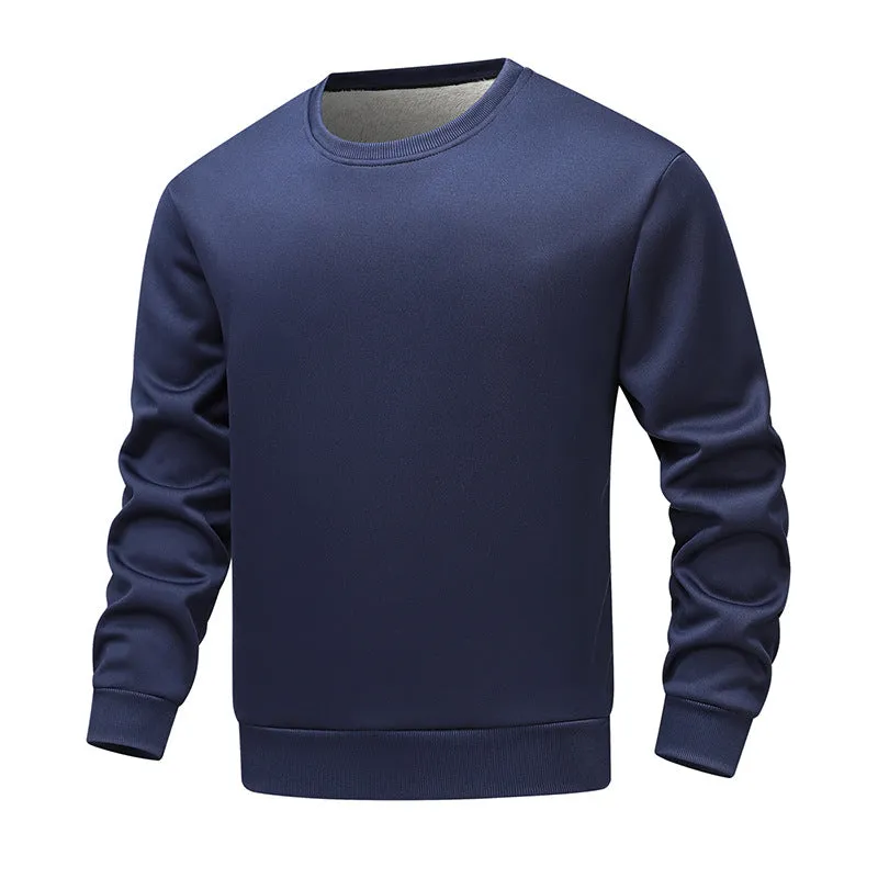 Thickened winter sports men's sweatshirt in rabbit hair, loose fit, long sleeves, black colour