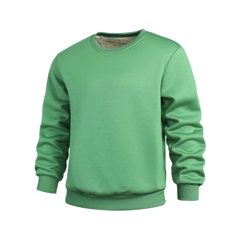 Thickened winter sports men's sweatshirt in rabbit hair, loose fit, long sleeves, black colour