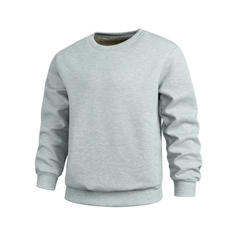 Thickened winter sports men's sweatshirt in rabbit hair, loose fit, long sleeves, black colour