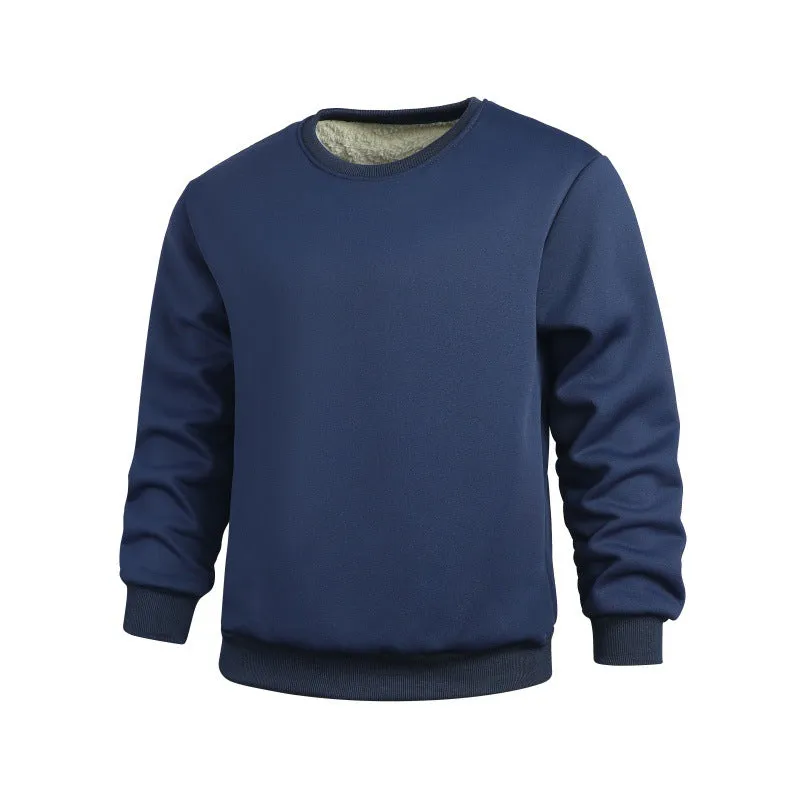 Thickened winter sports men's sweatshirt in rabbit hair, loose fit, long sleeves, black colour