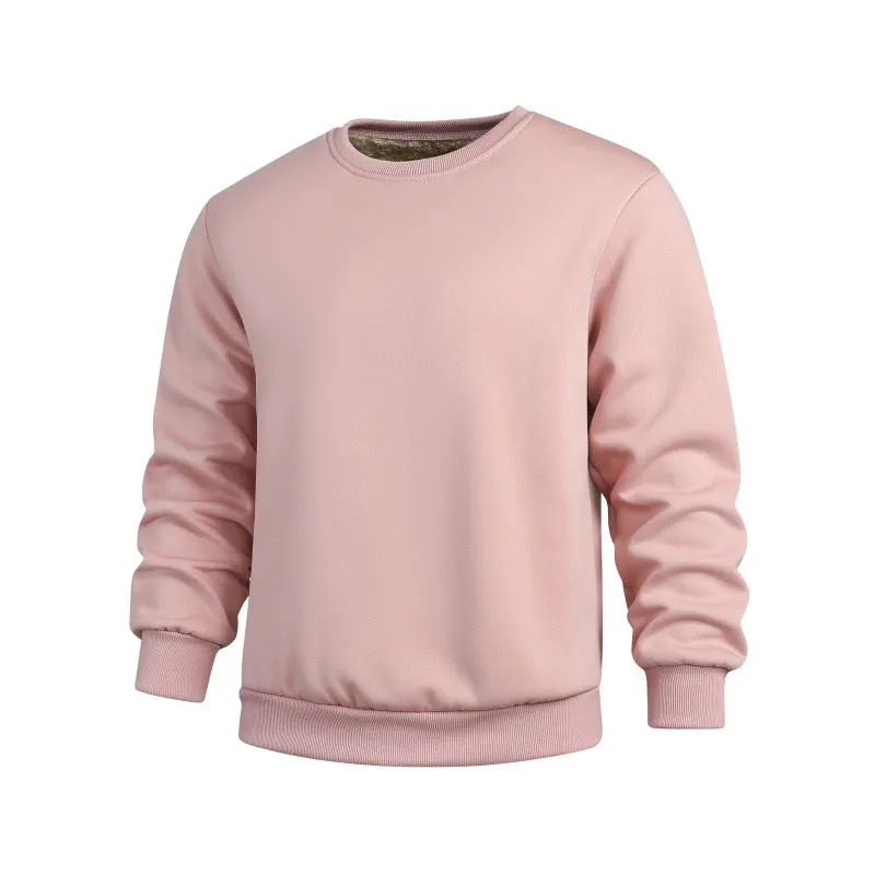 Thickened winter sports men's sweatshirt in rabbit hair, loose fit, long sleeves, black colour