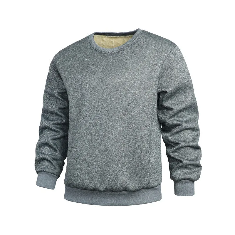 Thickened winter sports men's sweatshirt in rabbit hair, loose fit, long sleeves, black colour