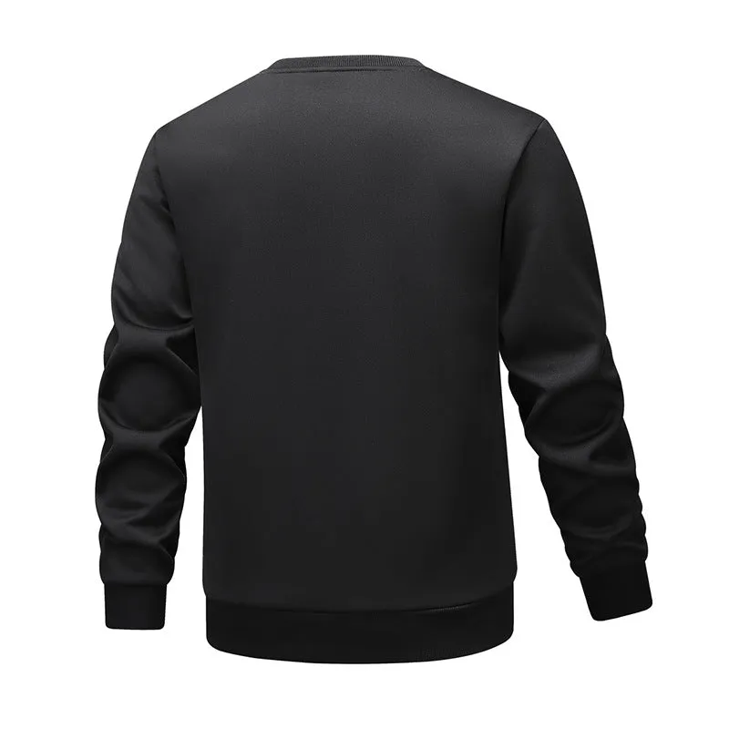 Thickened winter sports men's sweatshirt in rabbit hair, loose fit, long sleeves, black colour