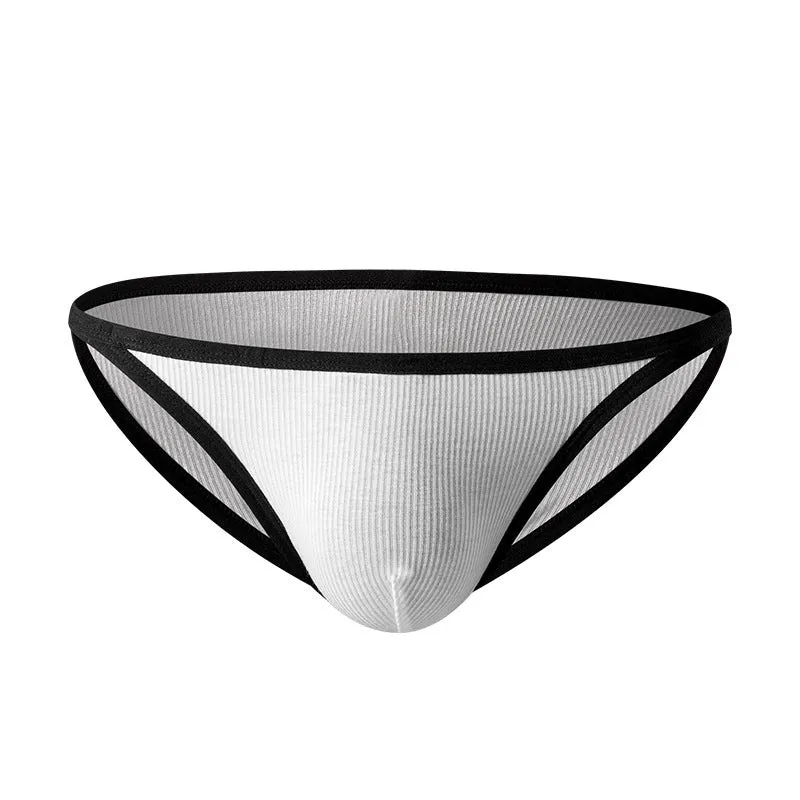 Men's low waist briefs in rib fabric with narrow edge design available in white and grey colours