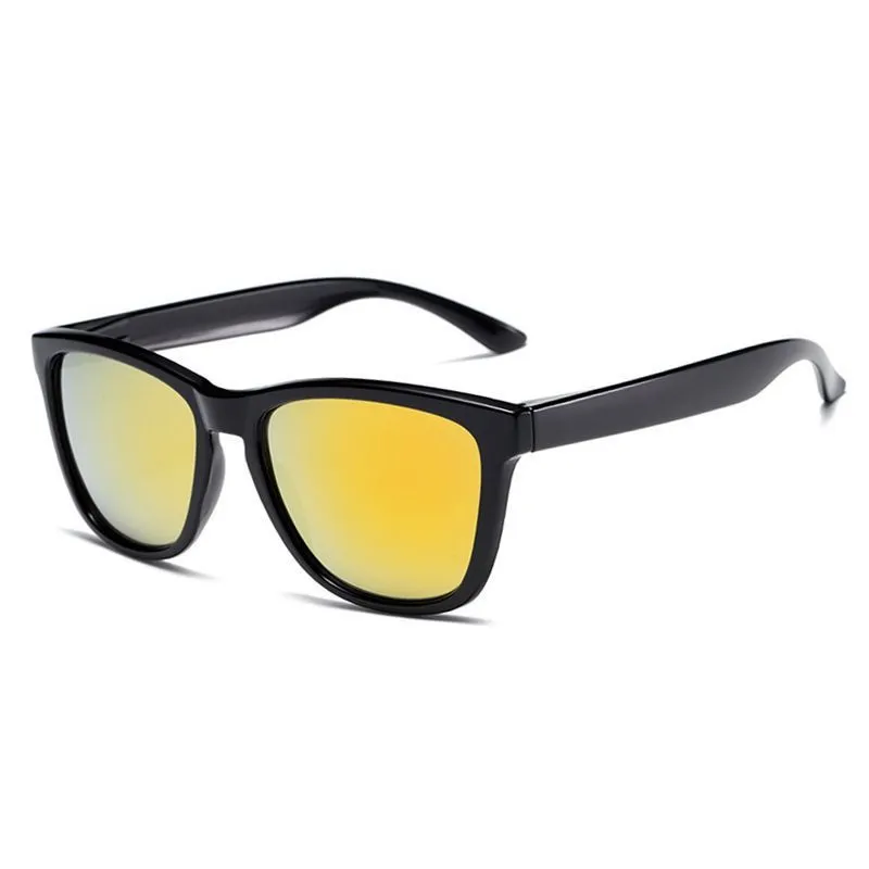 Sun protection glasses with plastic frames and lenses in a selection of colour finishes.