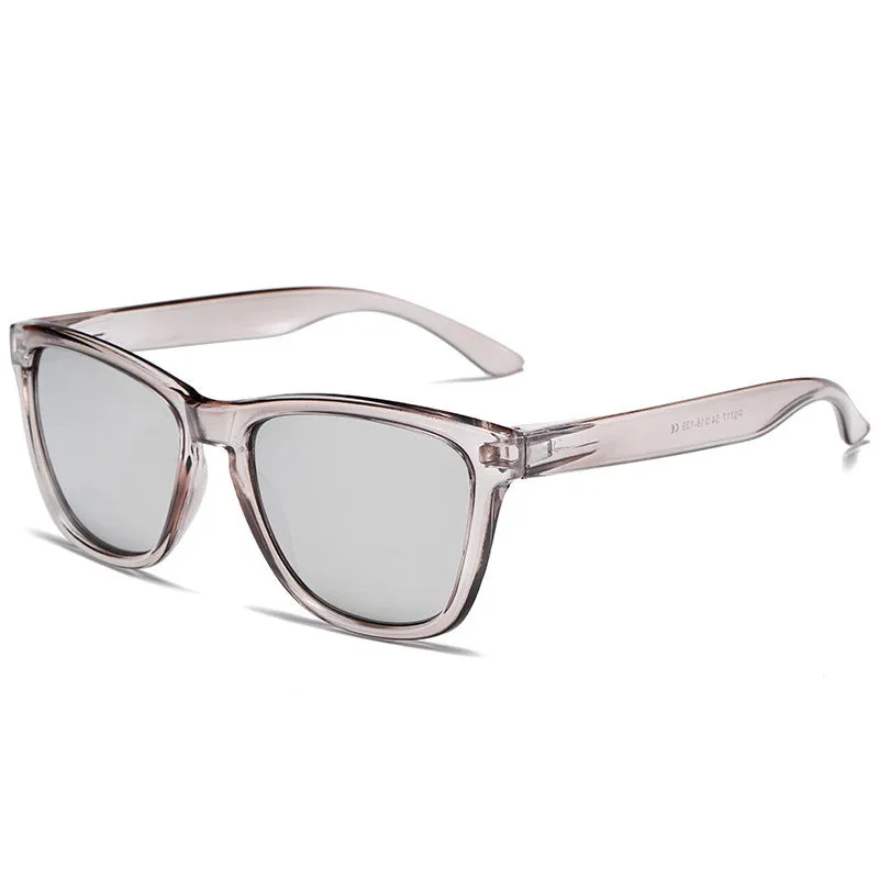 Sun protection glasses with plastic frames and lenses in a selection of colour finishes.