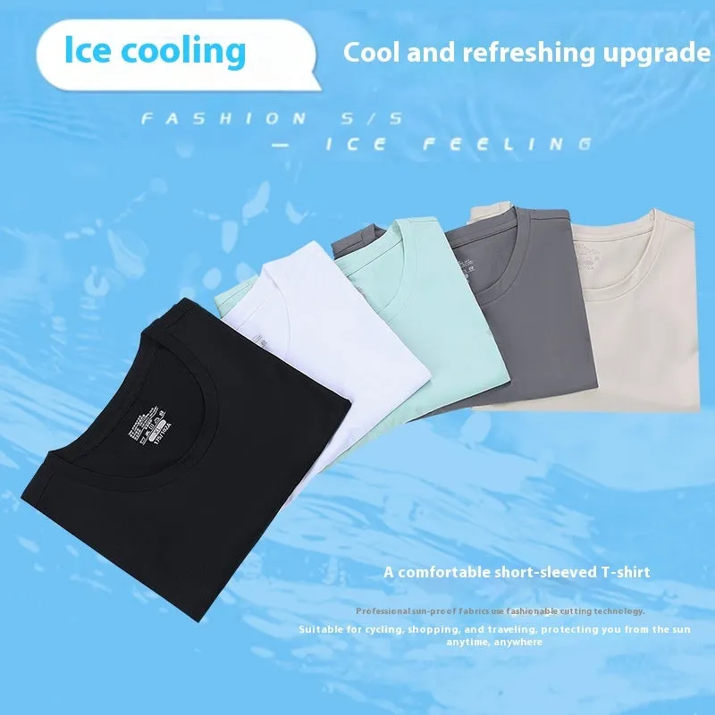 UPF50 seamless sun protection t-shirt in mint green, loose fit pullover style for summer