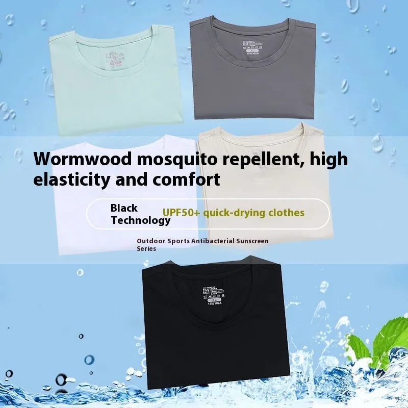 UPF50 seamless sun protection t-shirt in mint green, loose fit pullover style for summer