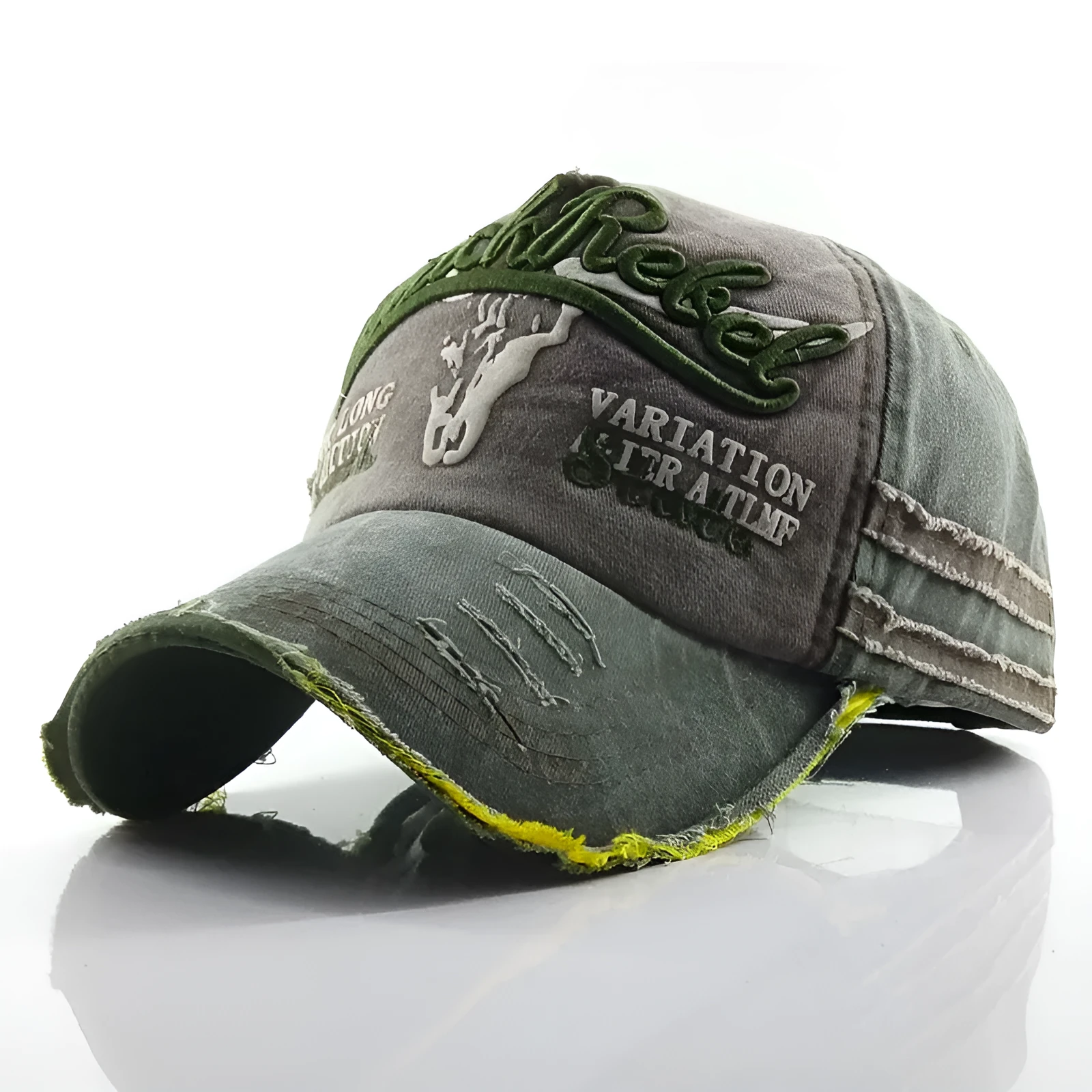 Retro denim baseball cap for men and women, adjustable wide brim, available in black