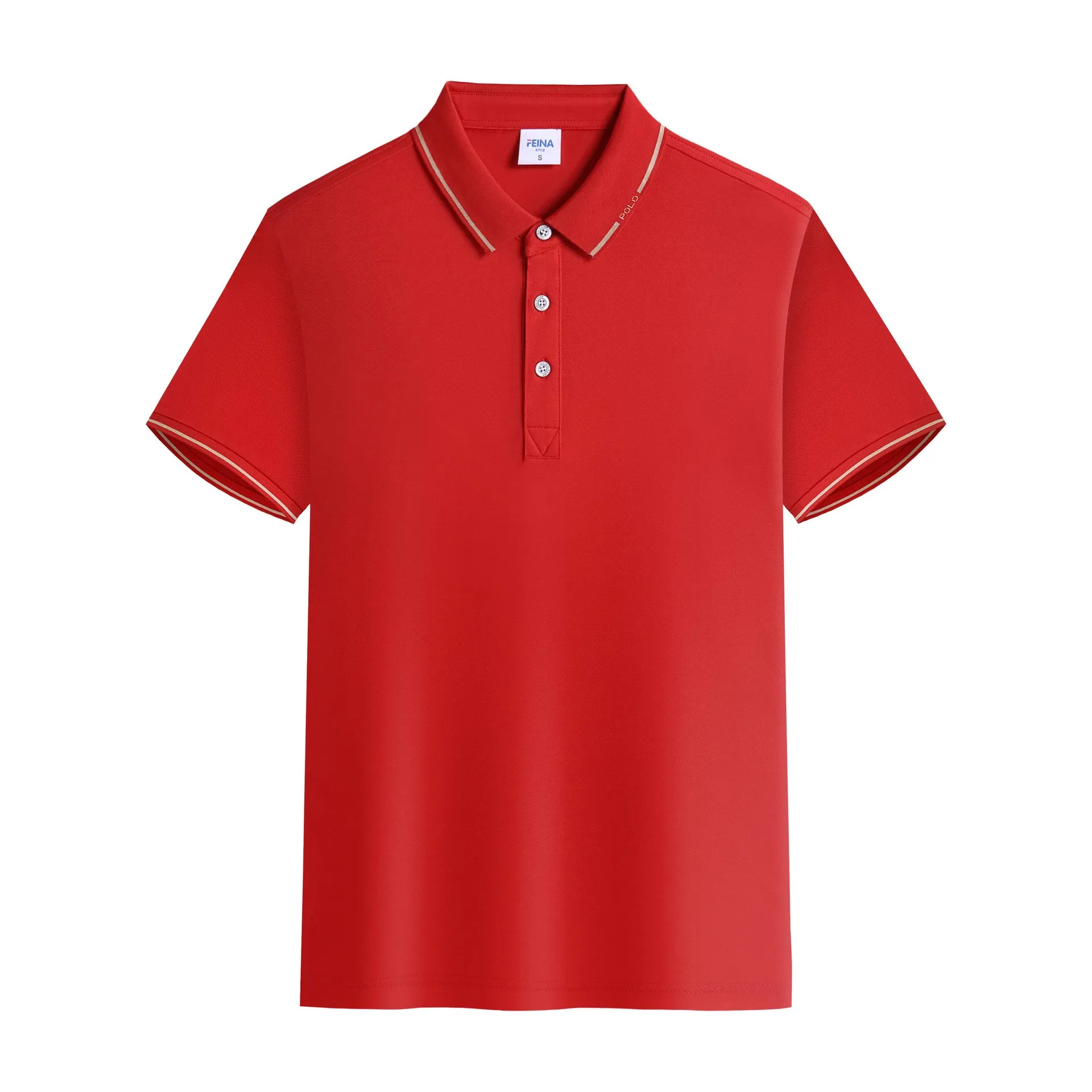 High-end solid colour cotton short-sleeved polo shirt for summer sports, shown in black