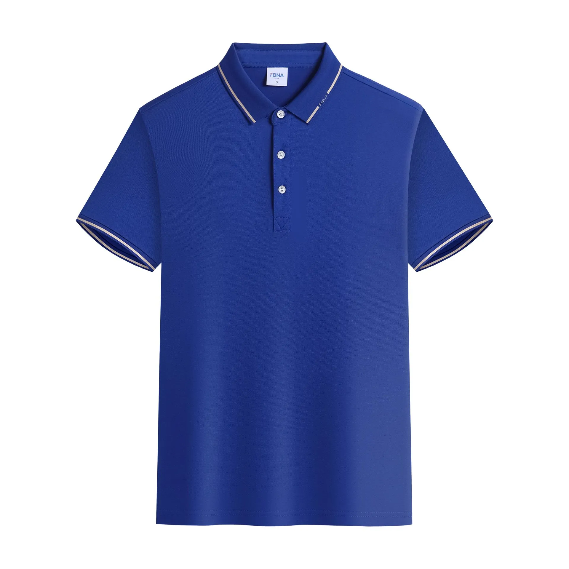 High-end solid colour cotton short-sleeved polo shirt for summer sports, shown in black