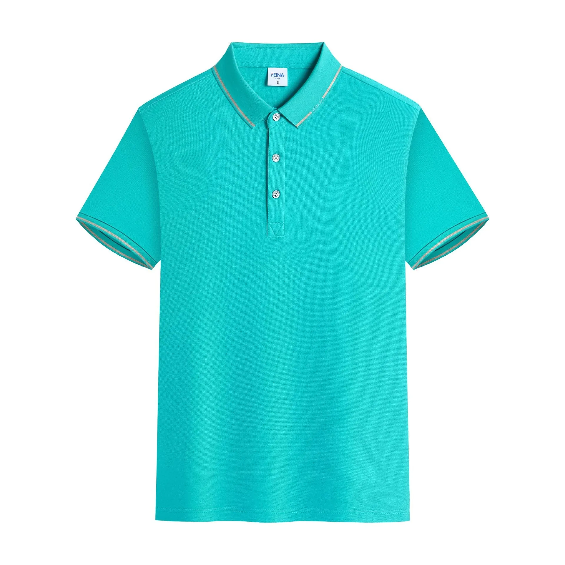 High-end solid colour cotton short-sleeved polo shirt for summer sports, shown in black