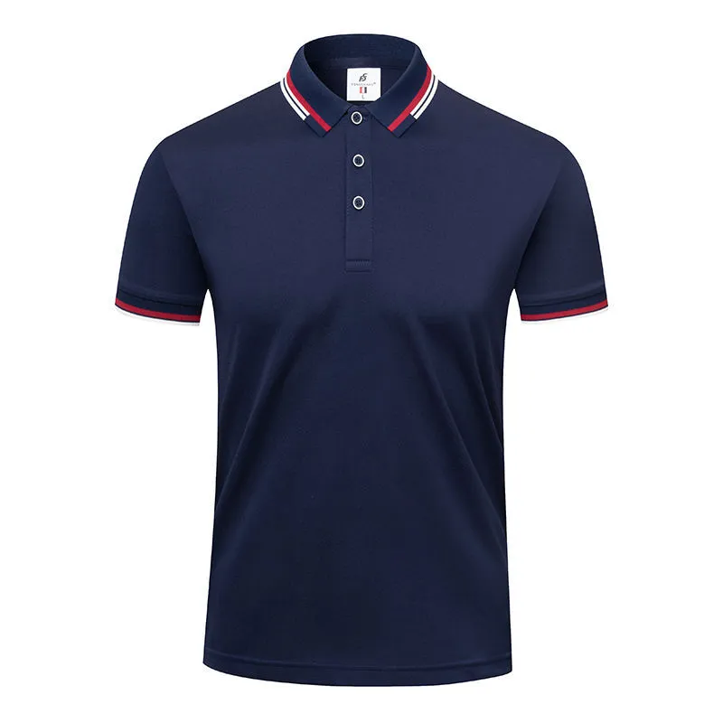 190g ice cotton lapel short sleeve top in bean green colour, front view, casual wear
