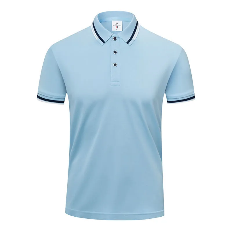190g ice cotton lapel short sleeve top in bean green colour, front view, casual wear
