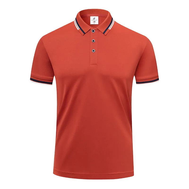 190g ice cotton lapel short sleeve top in bean green colour, front view, casual wear