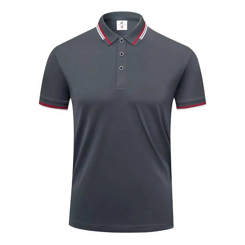 190g ice cotton lapel short sleeve top in bean green colour, front view, casual wear