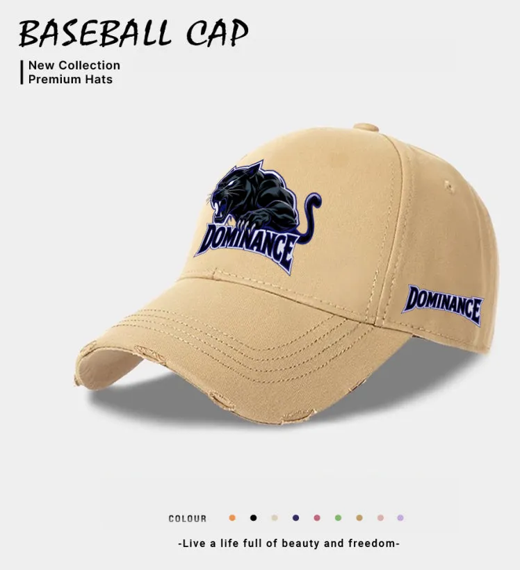 Men's European and American style polyester baseball cap in beige, black, and blue