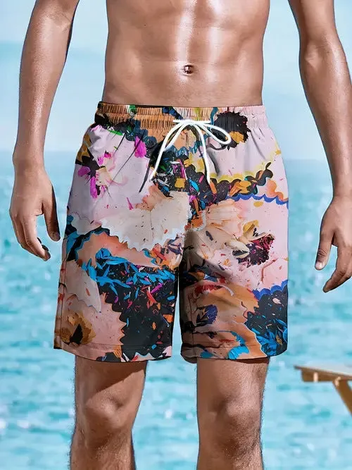 Casual loose fit polyester shorts in eight colours, sizes S to 2XL, breathable for summer