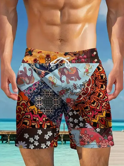 Casual loose fit polyester shorts in eight colours, sizes S to 2XL, breathable for summer