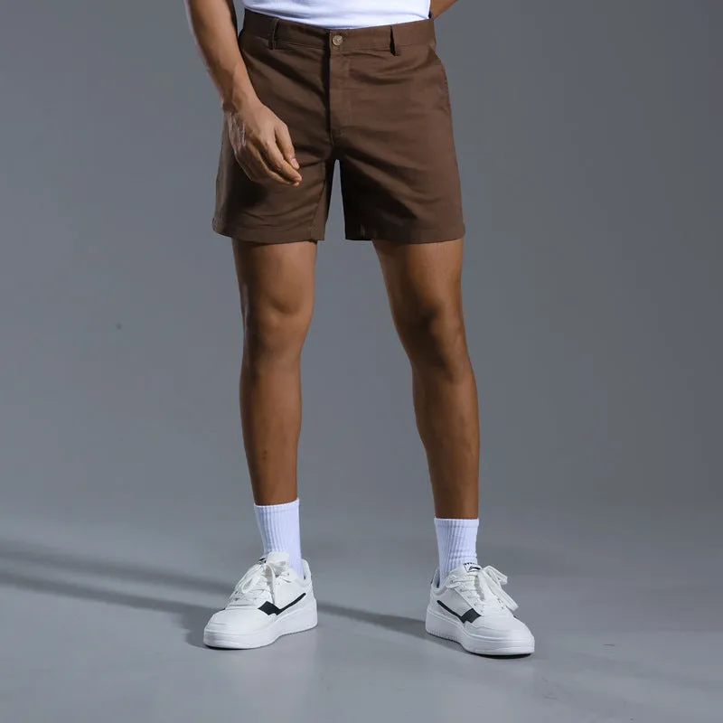 Men's loose plus size linen cotton blend casual shorts in green, side view, showing relaxed fit and mid-waist design.