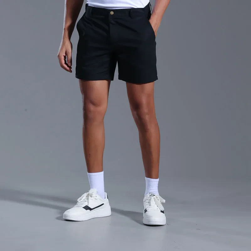 Men's loose plus size linen cotton blend casual shorts in green, side view, showing relaxed fit and mid-waist design.