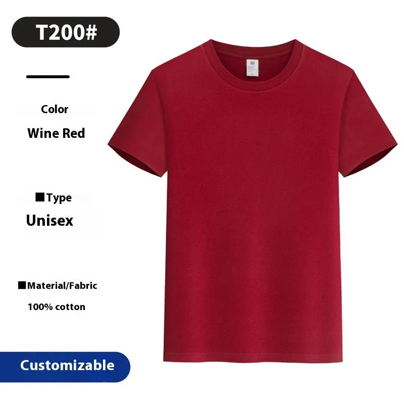 Round neck pure cotton summer T-shirt in solid colour loose pullover style for youth