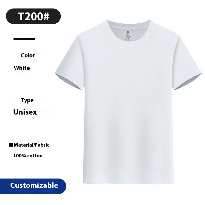 Round neck pure cotton summer T-shirt in solid colour loose pullover style for youth