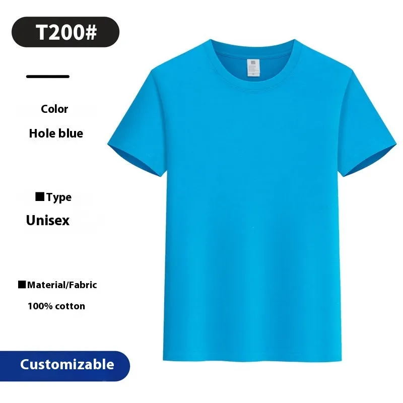 Round neck pure cotton summer T-shirt in solid colour loose pullover style for youth