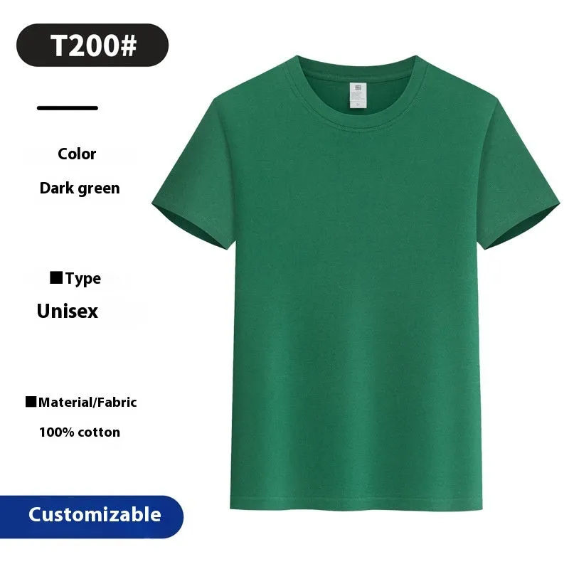 Round neck pure cotton summer T-shirt in solid colour loose pullover style for youth