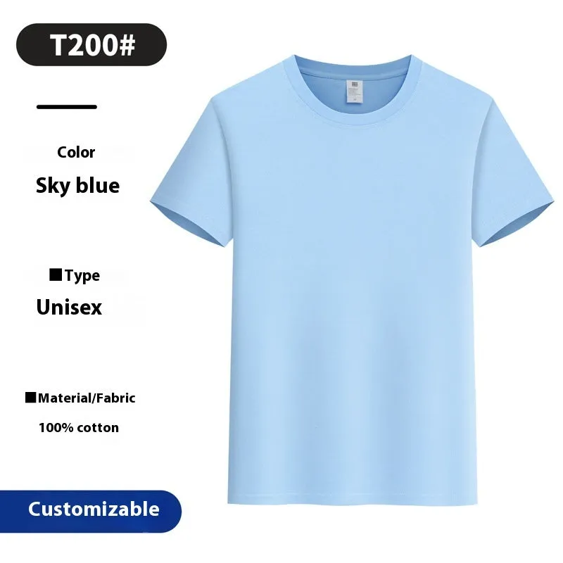 Round neck pure cotton summer T-shirt in solid colour loose pullover style for youth