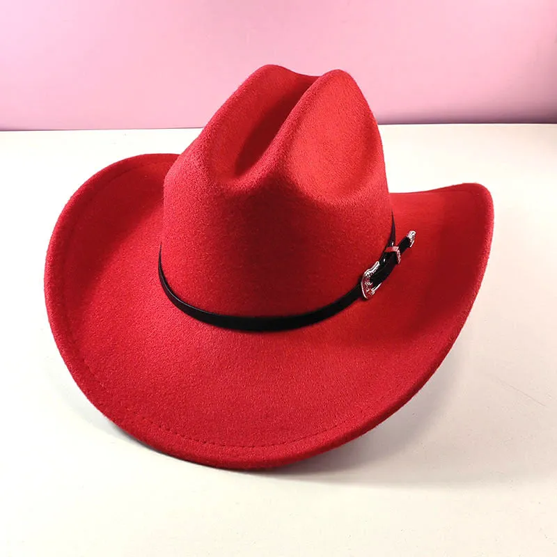 Polyester conical crown cowboy hat in khaki, side view, size M 56-58 cm