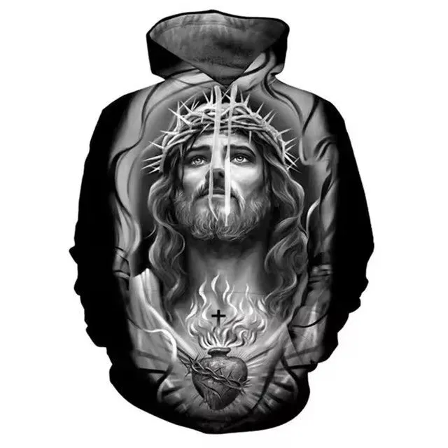 Men's hooded 3D digital printing sweater loose fit polyester long sleeve pullover Asian sizes S-5XL multiple colours