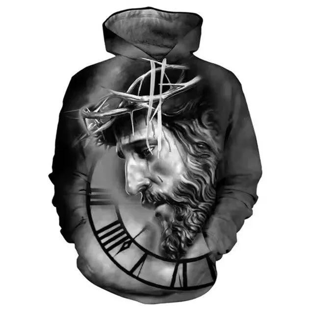 Men's hooded 3D digital printing sweater loose fit polyester long sleeve pullover Asian sizes S-5XL multiple colours