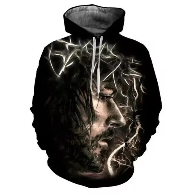 Men's hooded 3D digital printing sweater loose fit polyester long sleeve pullover Asian sizes S-5XL multiple colours