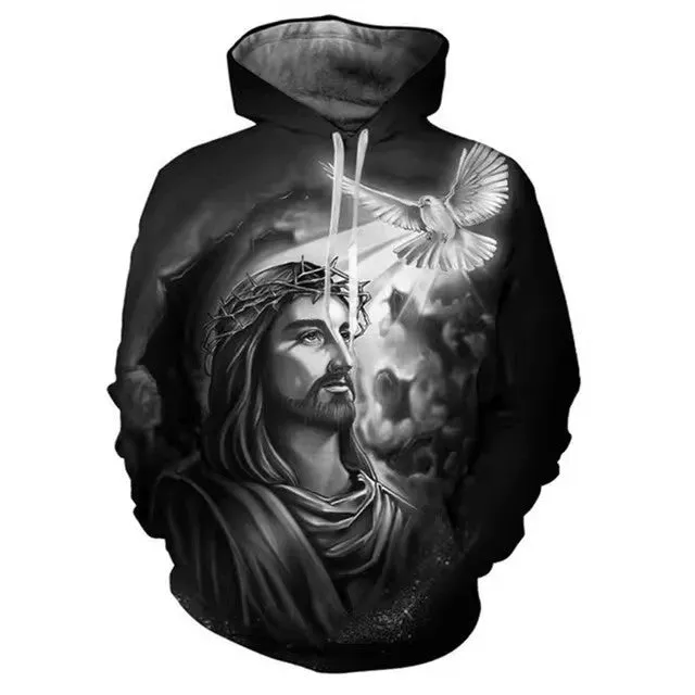 Men's hooded 3D digital printing sweater loose fit polyester long sleeve pullover Asian sizes S-5XL multiple colours