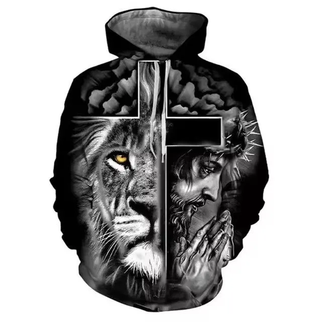 Men's hooded 3D digital printing sweater loose fit polyester long sleeve pullover Asian sizes S-5XL multiple colours
