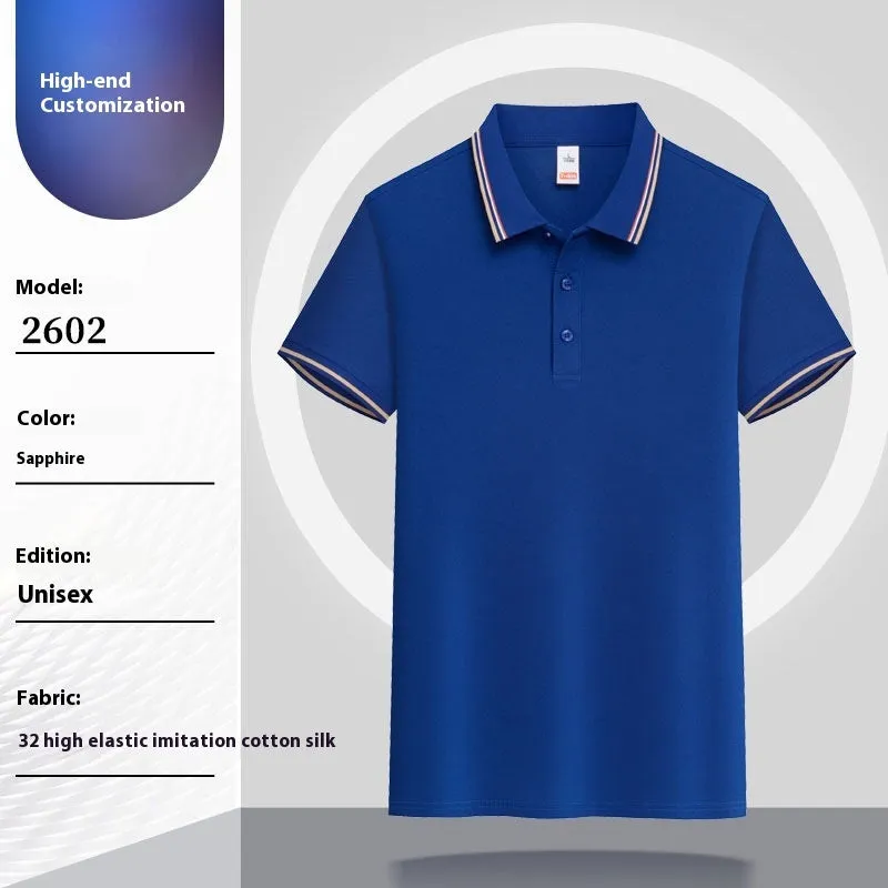 Summer short-sleeved polo shirt with lapel in combed cotton viscose blend, available in multiple colours and sizes M to 4XL