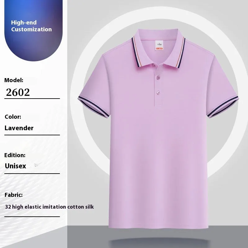 Summer short-sleeved polo shirt with lapel in combed cotton viscose blend, available in multiple colours and sizes M to 4XL