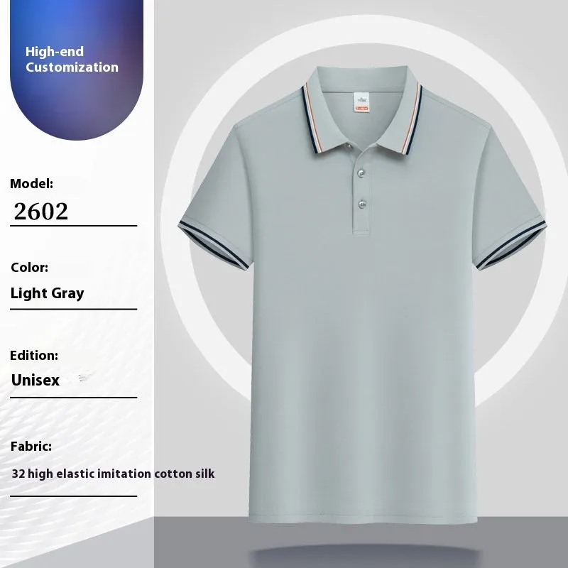 Summer short-sleeved polo shirt with lapel in combed cotton viscose blend, available in multiple colours and sizes M to 4XL