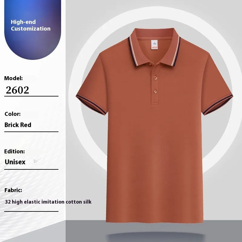Summer short-sleeved polo shirt with lapel in combed cotton viscose blend, available in multiple colours and sizes M to 4XL