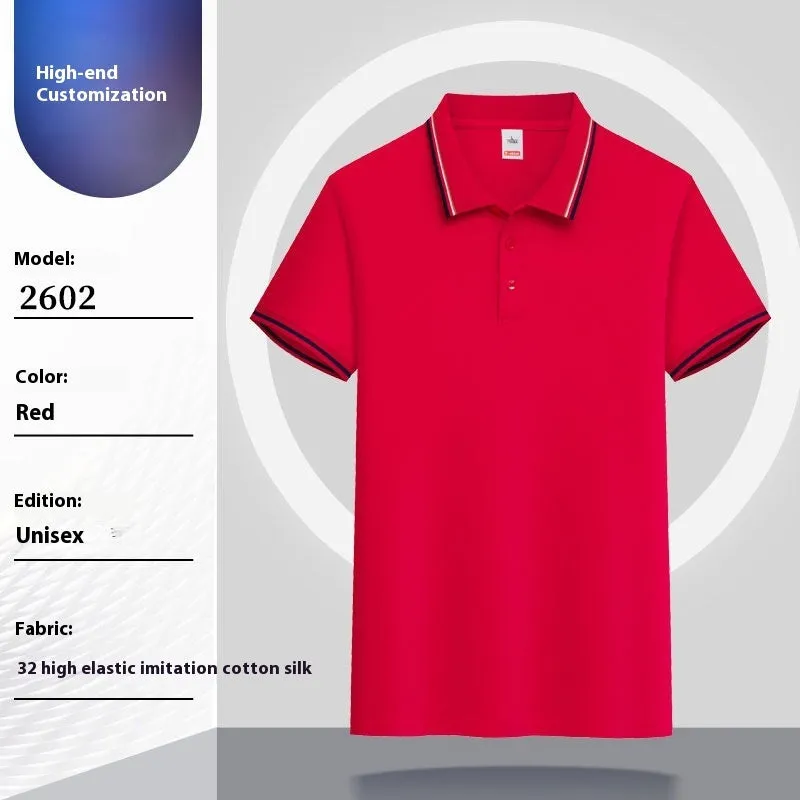 Summer short-sleeved polo shirt with lapel in combed cotton viscose blend, available in multiple colours and sizes M to 4XL