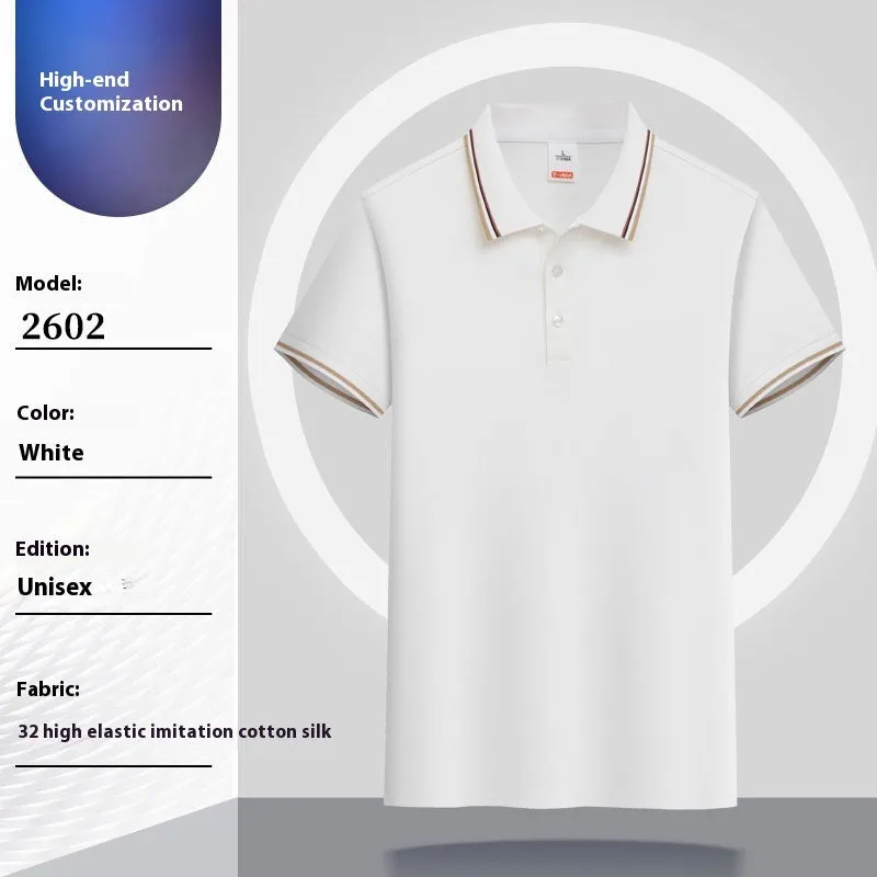 Summer short-sleeved polo shirt with lapel in combed cotton viscose blend, available in multiple colours and sizes M to 4XL