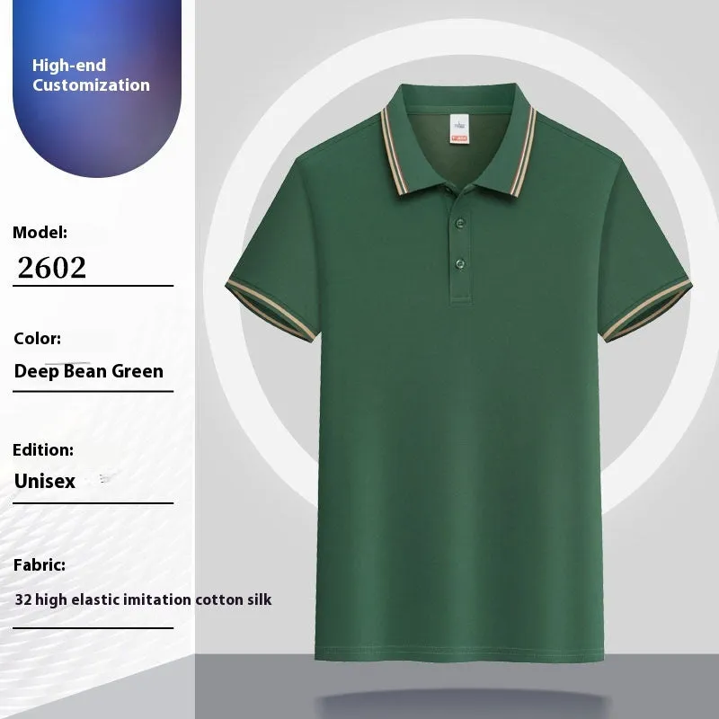 Summer short-sleeved polo shirt with lapel in combed cotton viscose blend, available in multiple colours and sizes M to 4XL